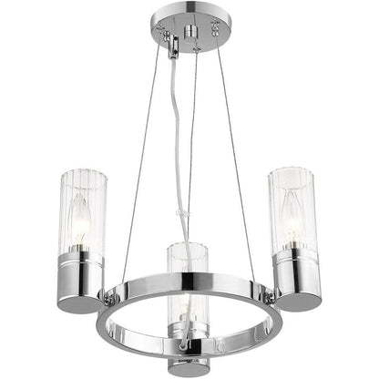 Silver Three Light Metal Dimmable Chandelier With Shades HomeRoots
