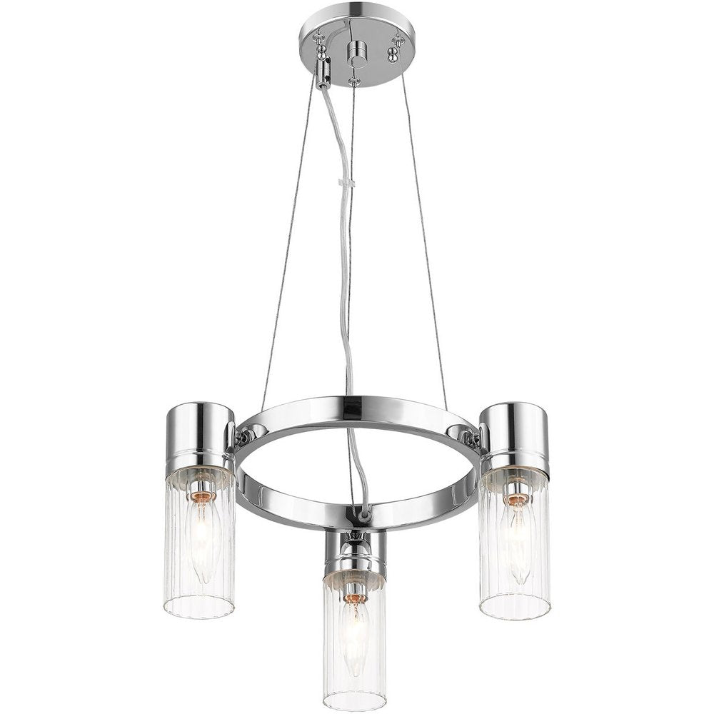 Silver Three Light Metal Dimmable Chandelier With Shades HomeRoots
