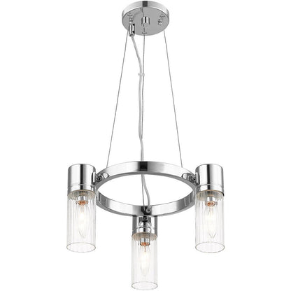 Silver Three Light Metal Dimmable Chandelier With Shades HomeRoots