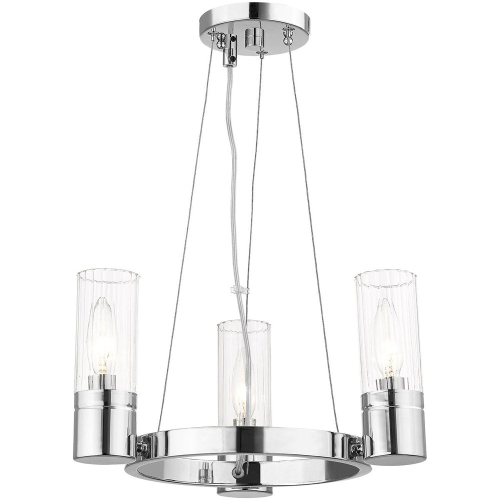 Silver Three Light Metal Dimmable Chandelier With Shades HomeRoots