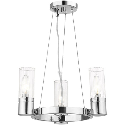 Silver Three Light Metal Dimmable Chandelier With Shades HomeRoots