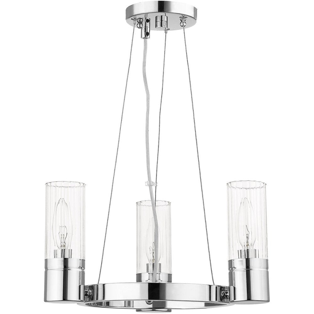 Silver Three Light Metal Dimmable Chandelier With Shades HomeRoots