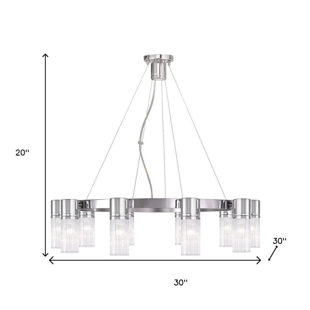 Silver Ten Light Metal Dimmable Chandelier With Shades HomeRoots