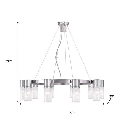 Silver Ten Light Metal Dimmable Chandelier With Shades HomeRoots