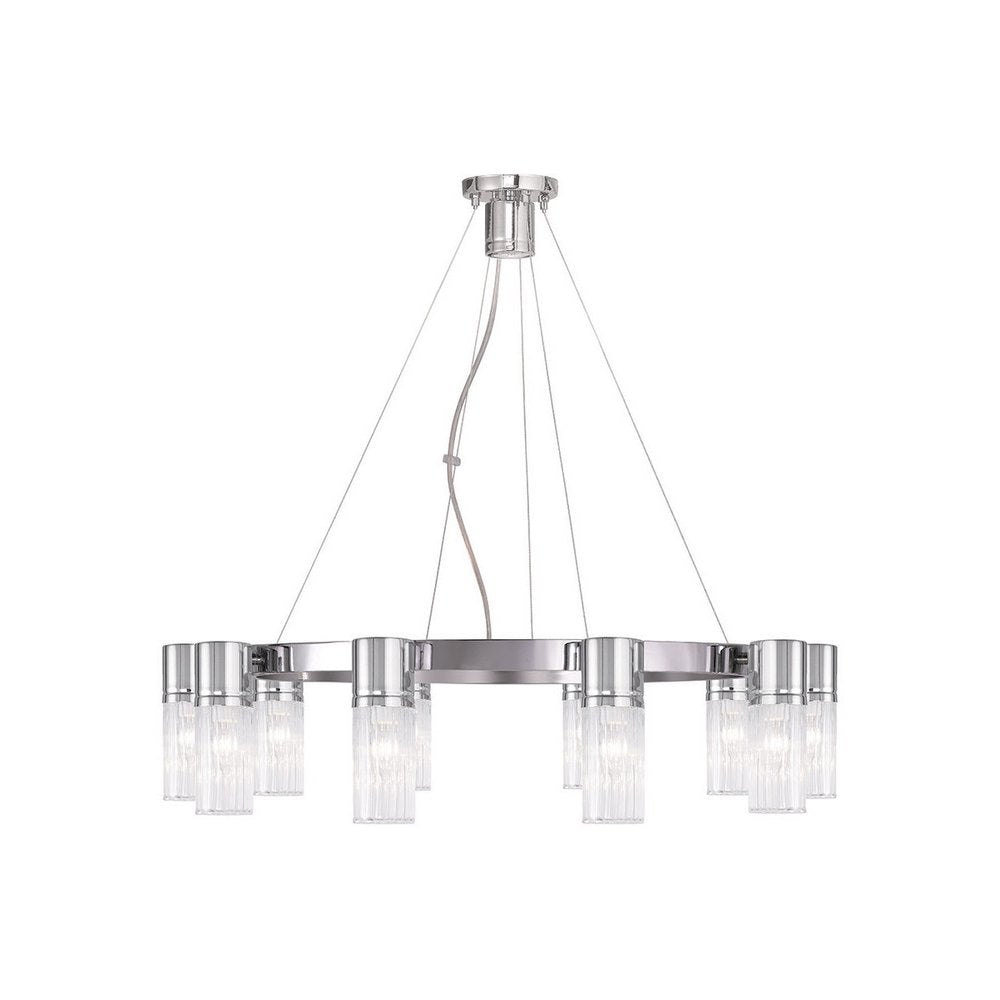 Silver Ten Light Metal Dimmable Chandelier With Shades HomeRoots