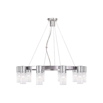 Silver Ten Light Metal Dimmable Chandelier With Shades HomeRoots