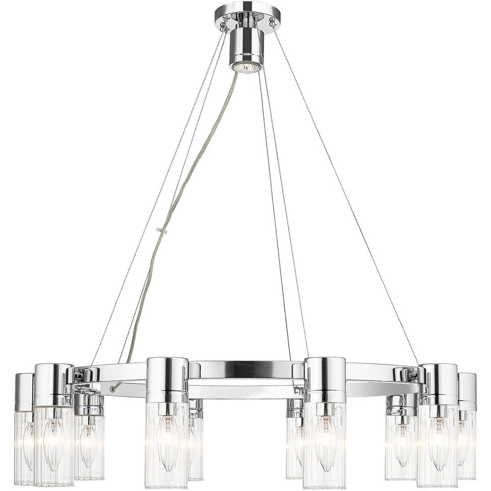 Silver Ten Light Metal Dimmable Chandelier With Shades HomeRoots