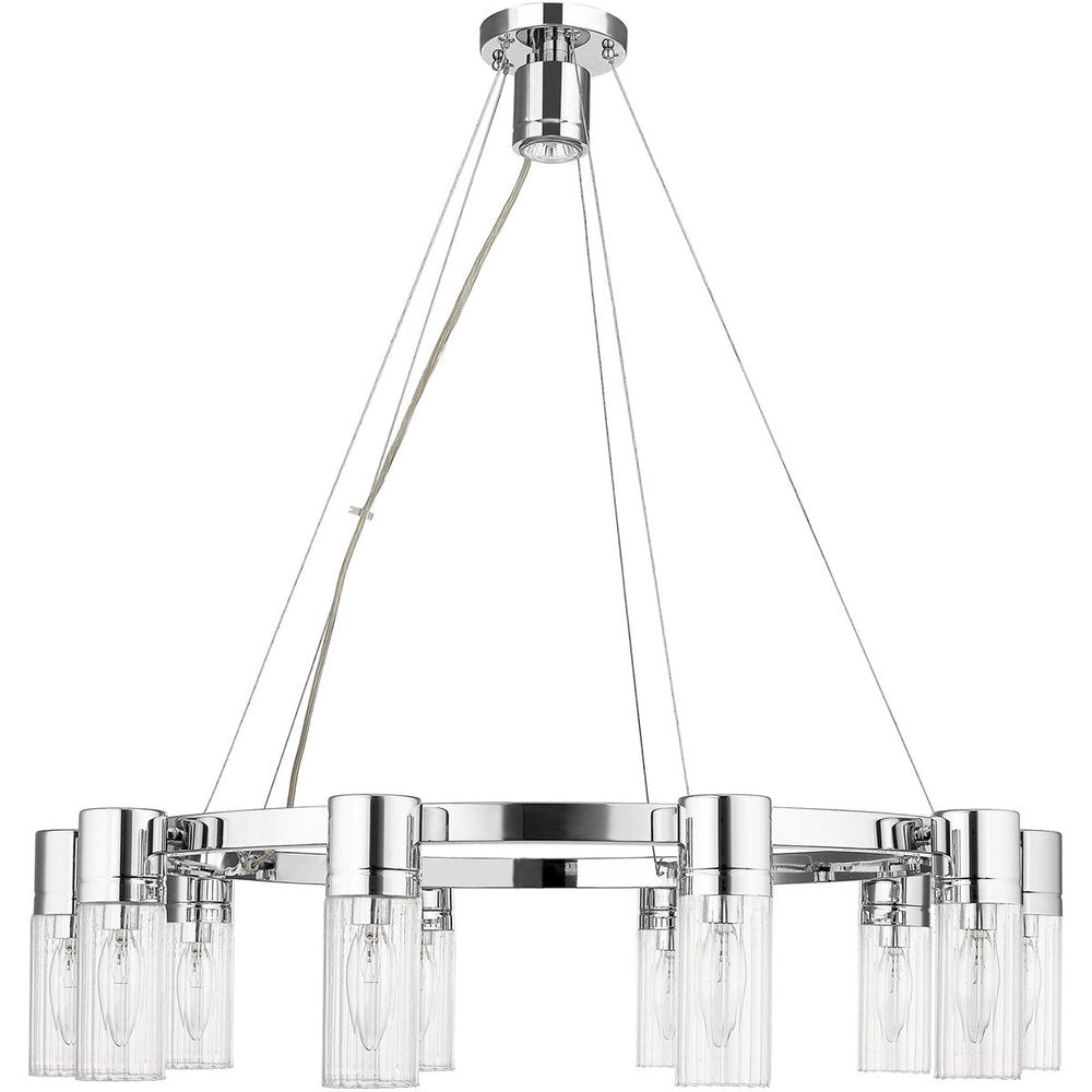 Silver Ten Light Metal Dimmable Chandelier With Shades HomeRoots