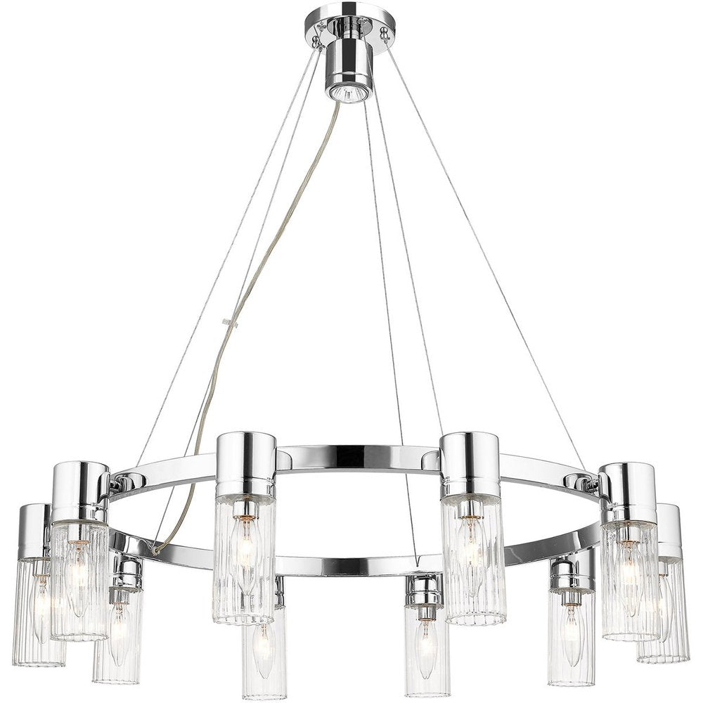 Silver Ten Light Metal Dimmable Chandelier With Shades HomeRoots