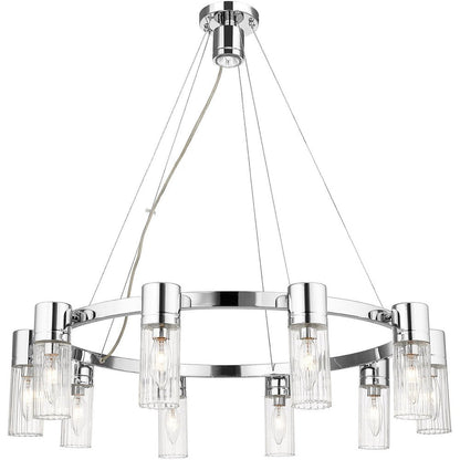 Silver Ten Light Metal Dimmable Chandelier With Shades HomeRoots