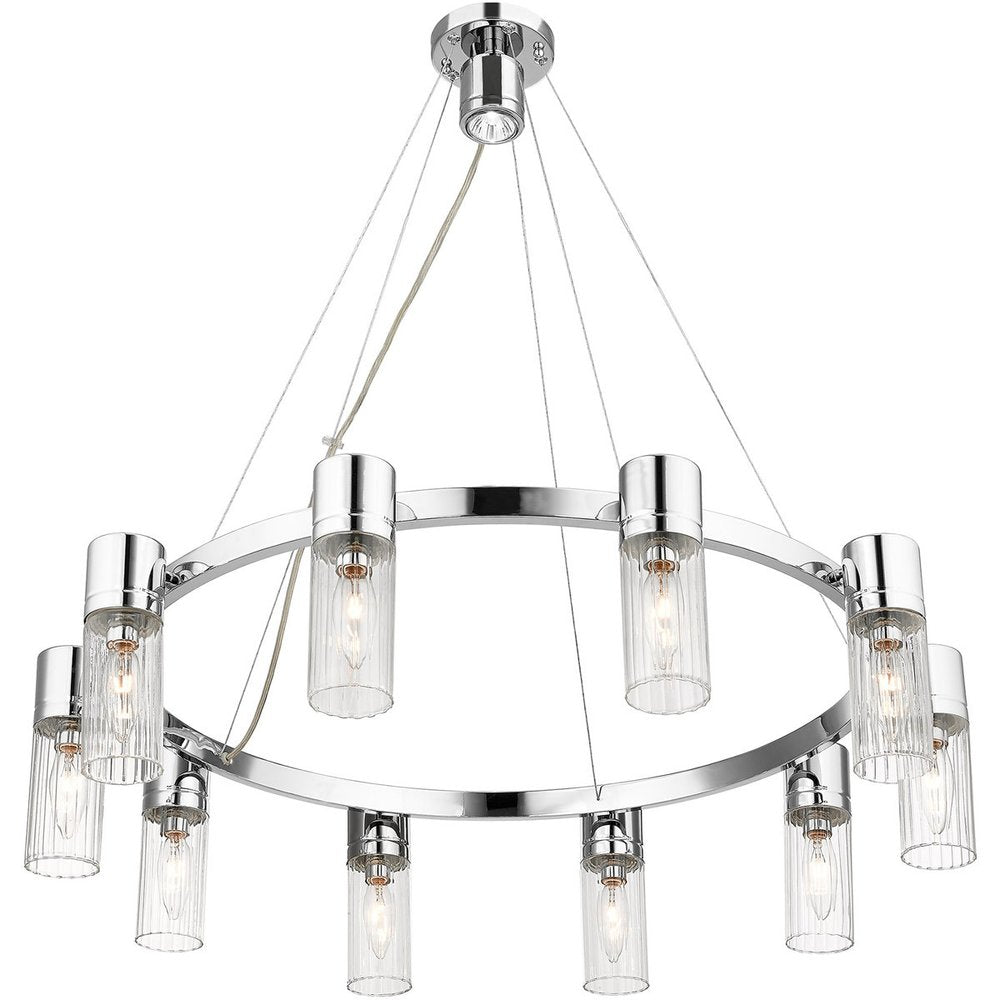 Silver Ten Light Metal Dimmable Chandelier With Shades HomeRoots