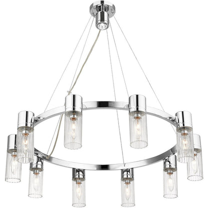 Silver Ten Light Metal Dimmable Chandelier With Shades HomeRoots