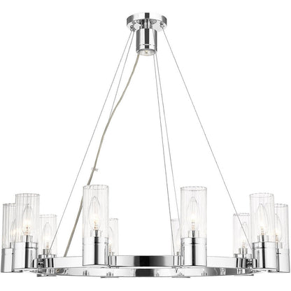 Silver Ten Light Metal Dimmable Chandelier With Shades HomeRoots