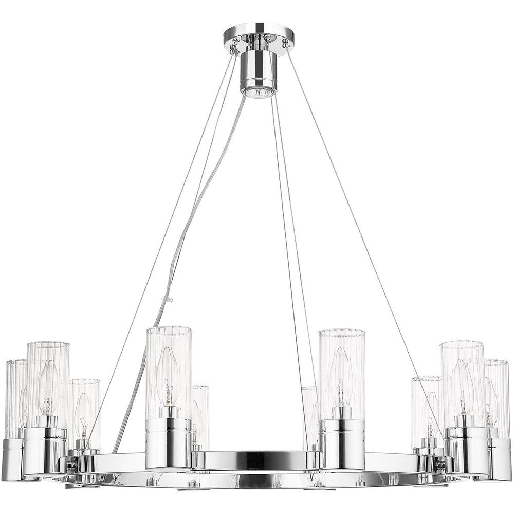 Silver Ten Light Metal Dimmable Chandelier With Shades HomeRoots