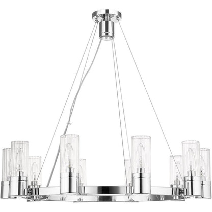 Silver Ten Light Metal Dimmable Chandelier With Shades HomeRoots