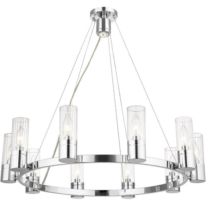 Silver Ten Light Metal Dimmable Chandelier With Shades HomeRoots