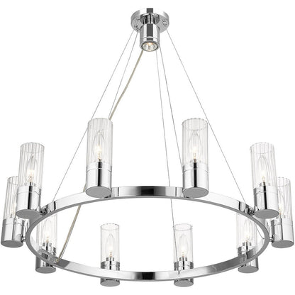 Silver Ten Light Metal Dimmable Chandelier With Shades HomeRoots