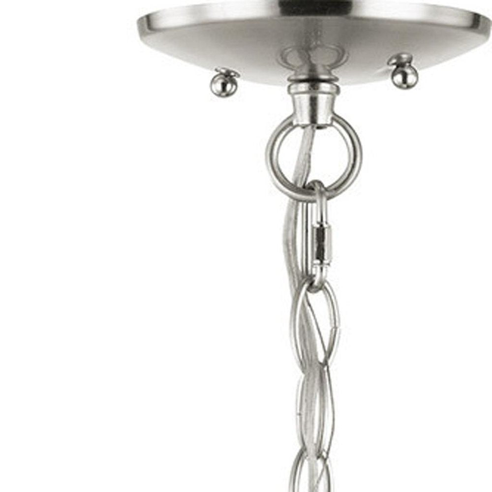 Nickel Three Light Metal Dimmable Chandelier With Shades HomeRoots