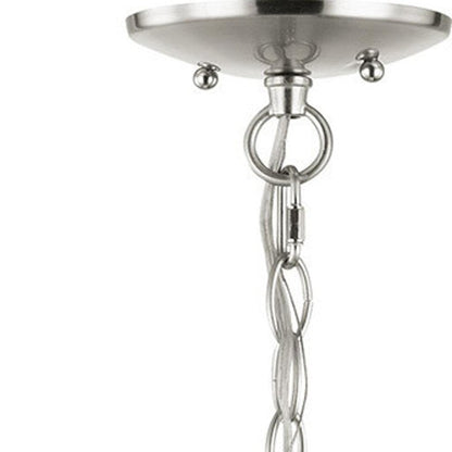 Nickel Three Light Metal Dimmable Chandelier With Shades HomeRoots