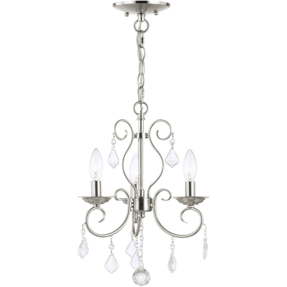 Nickel Three Light Metal Dimmable Chandelier With Shades HomeRoots