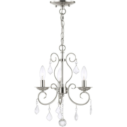 Nickel Three Light Metal Dimmable Chandelier With Shades HomeRoots
