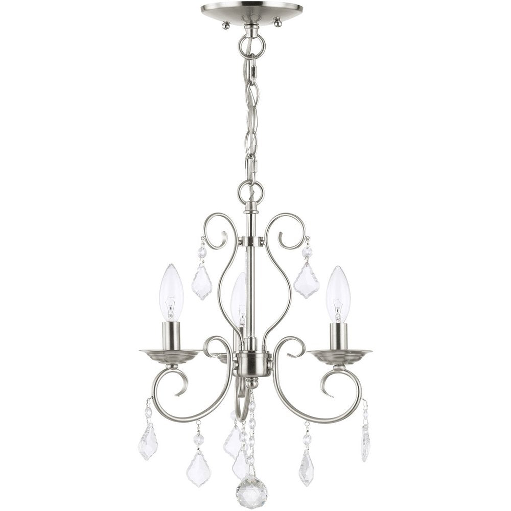 Nickel Three Light Metal Dimmable Chandelier With Shades HomeRoots