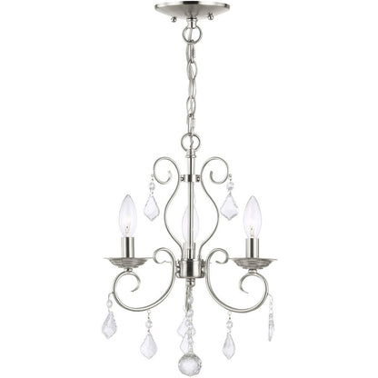 Nickel Three Light Metal Dimmable Chandelier With Shades HomeRoots