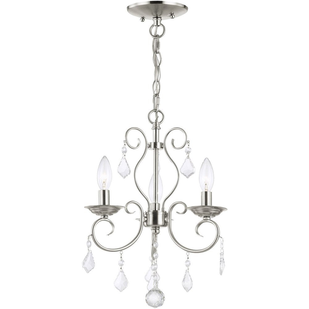Nickel Three Light Metal Dimmable Chandelier With Shades HomeRoots