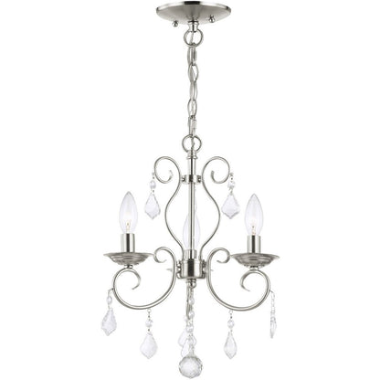 Nickel Three Light Metal Dimmable Chandelier With Shades HomeRoots