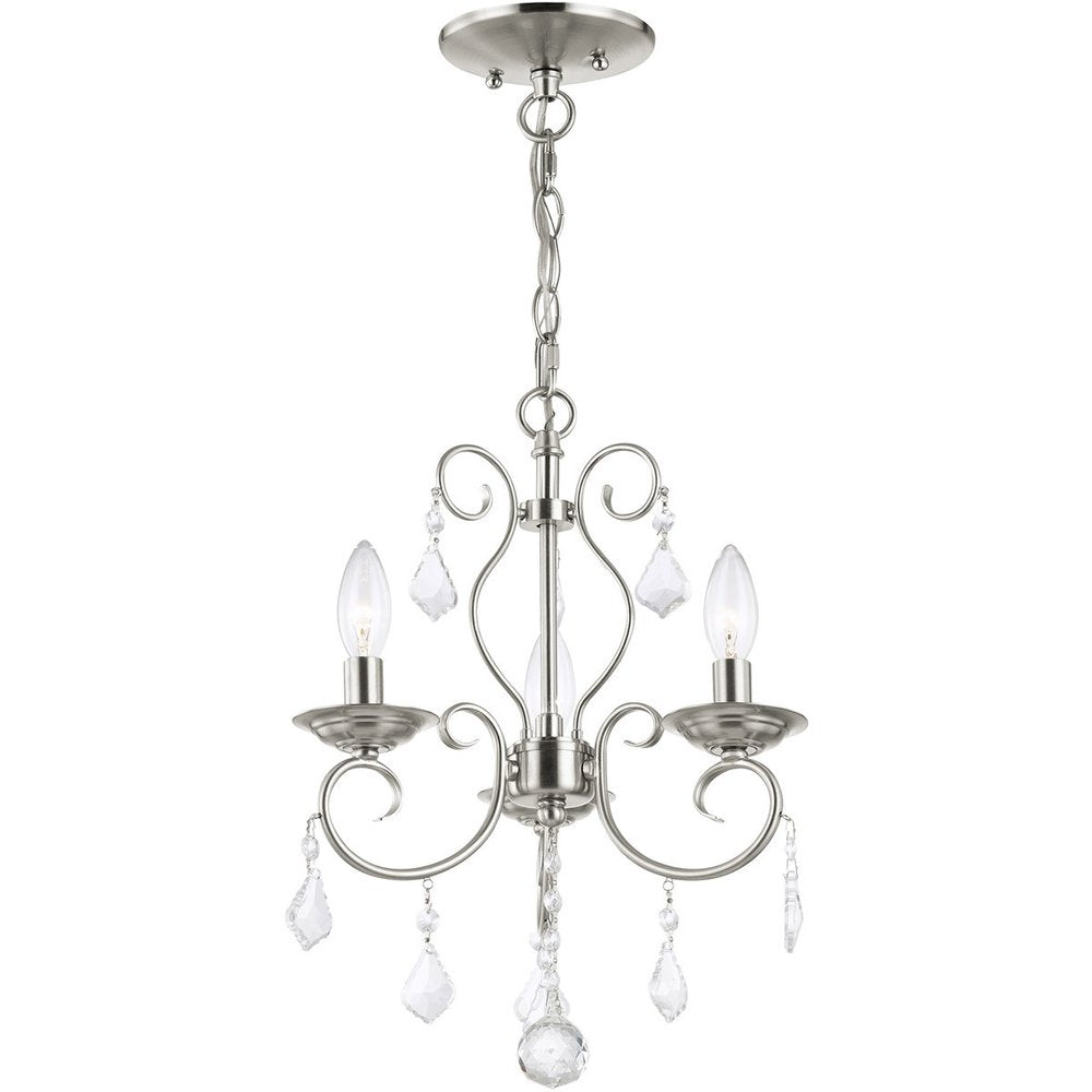 Nickel Three Light Metal Dimmable Chandelier With Shades HomeRoots