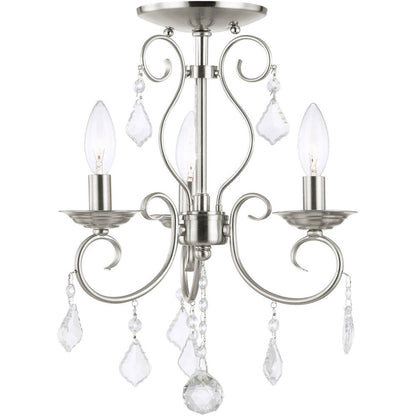 Nickel Three Light Metal Dimmable Chandelier With Shades HomeRoots