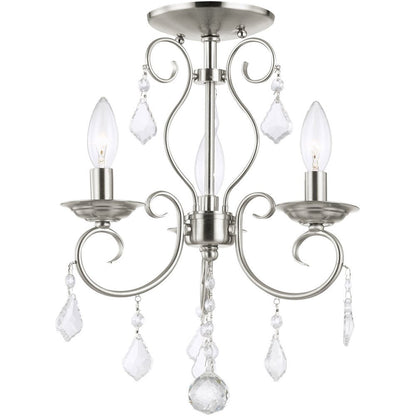 Nickel Three Light Metal Dimmable Chandelier With Shades HomeRoots