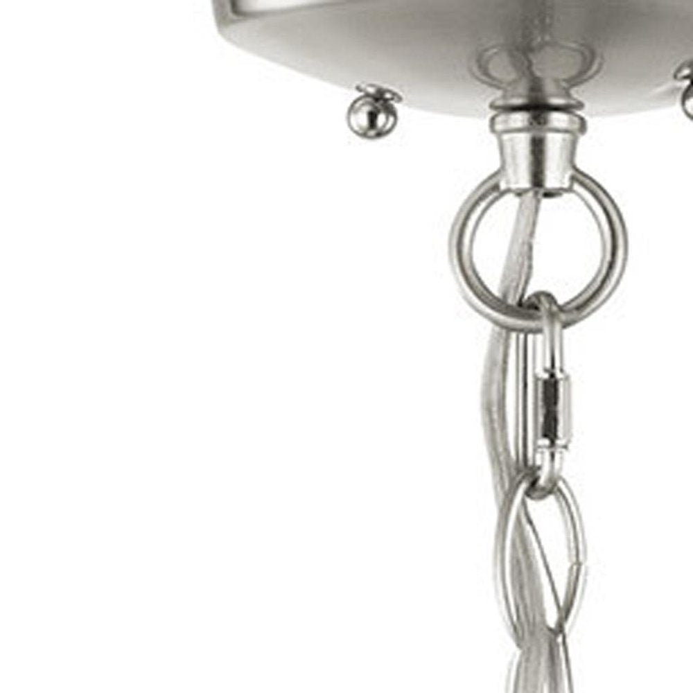 Nickel Three Light Metal Dimmable Chandelier With Shades HomeRoots