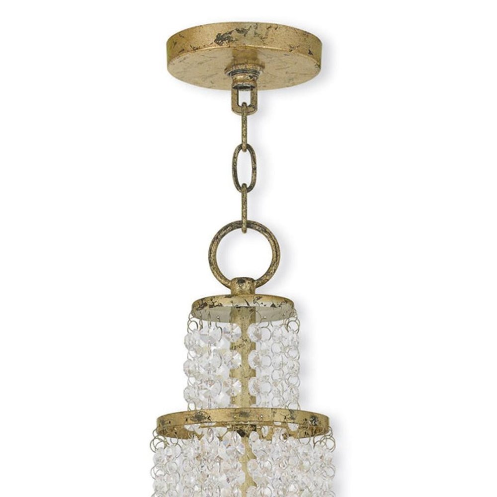 Gold Clear And Off White Three Light Metal Dimmable Chandelier With Shades HomeRoots