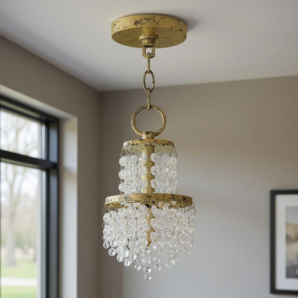 Gold Clear And Off White Three Light Metal Dimmable Chandelier With Shades HomeRoots