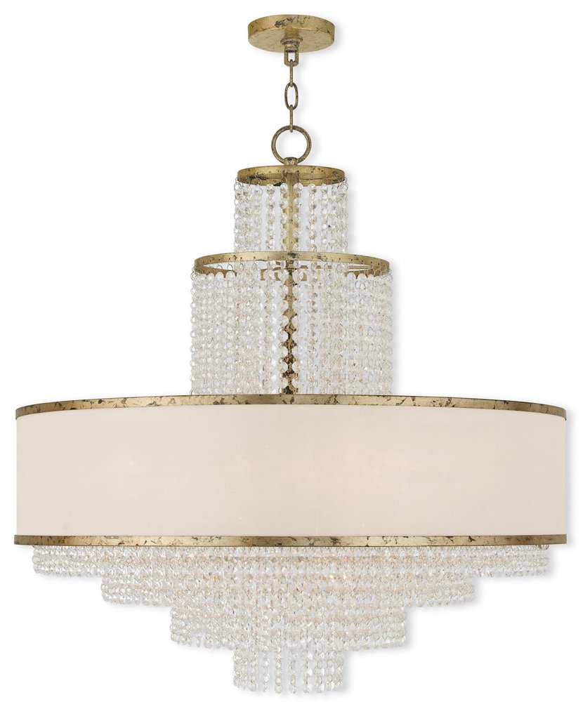 Gold Eight Light Metal Dimmable Chandelier With Shades HomeRoots