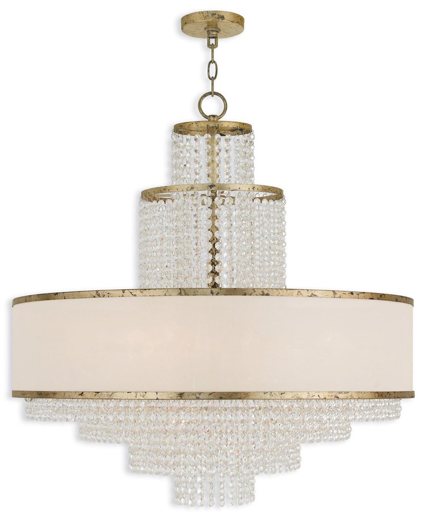 Gold Eight Light Metal Dimmable Chandelier With Shades HomeRoots