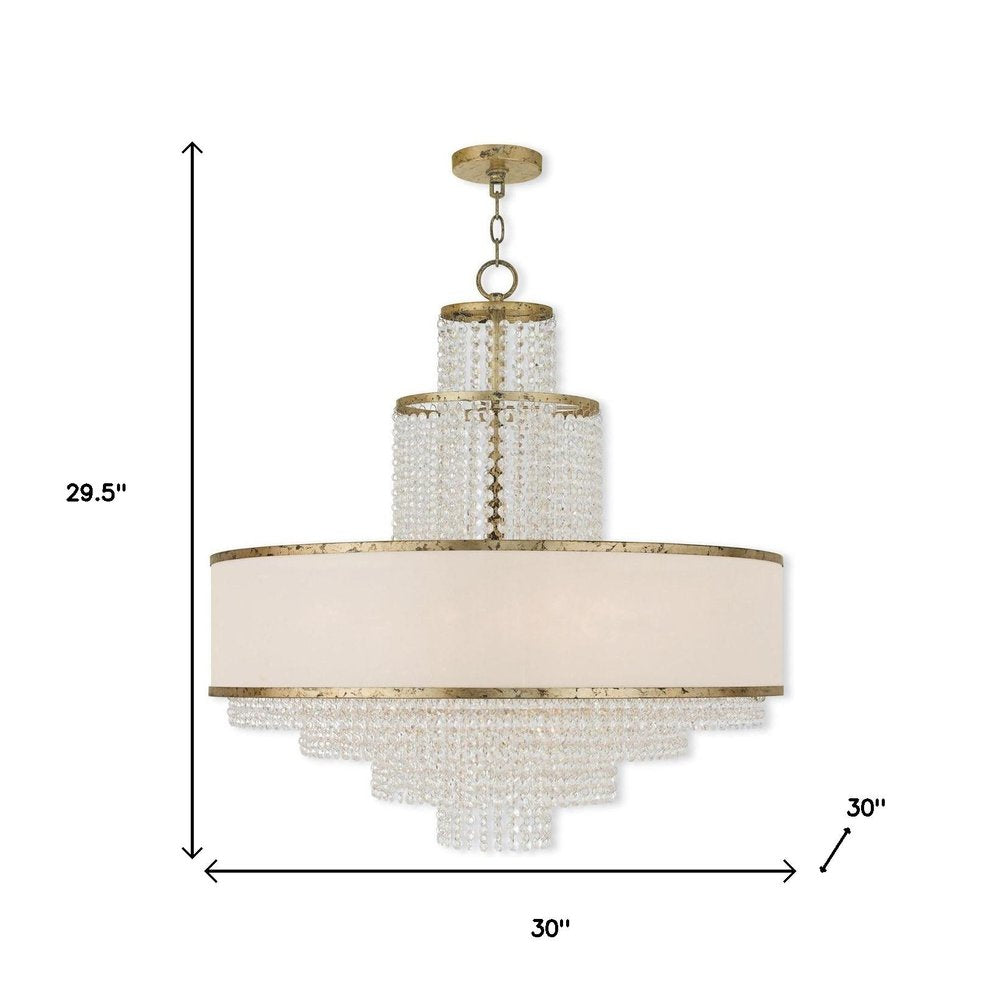 Gold Eight Light Metal Dimmable Chandelier With Shades HomeRoots