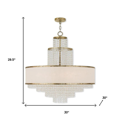 Gold Eight Light Metal Dimmable Chandelier With Shades HomeRoots