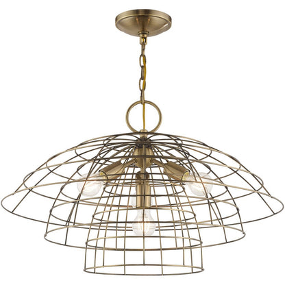 Antiqued Brass Four Light Metal Dimmable Chandelier With Shades HomeRoots