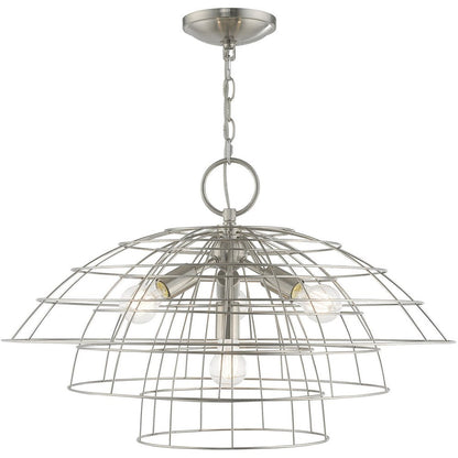 Nickel Four Light Metal Dimmable Chandelier With Shades HomeRoots