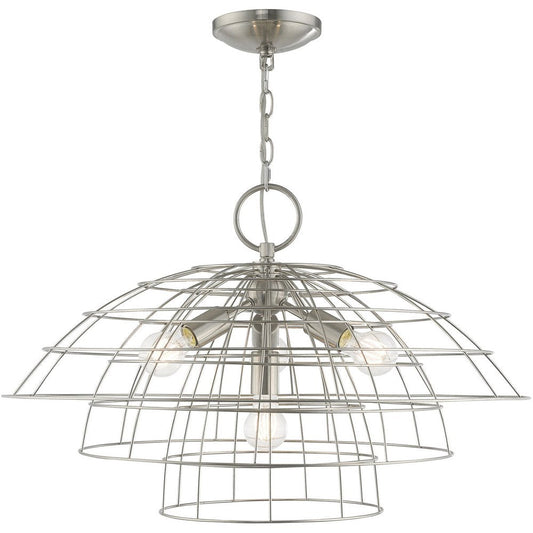 Nickel Four Light Metal Dimmable Chandelier With Shades HomeRoots