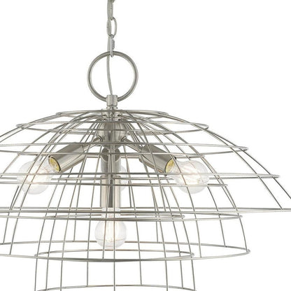 Nickel Four Light Metal Dimmable Chandelier With Shades HomeRoots