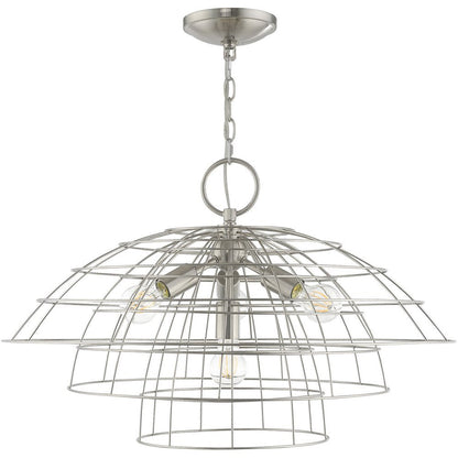 Nickel Four Light Metal Dimmable Chandelier With Shades HomeRoots