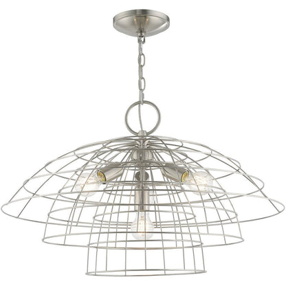 Nickel Four Light Metal Dimmable Chandelier With Shades HomeRoots