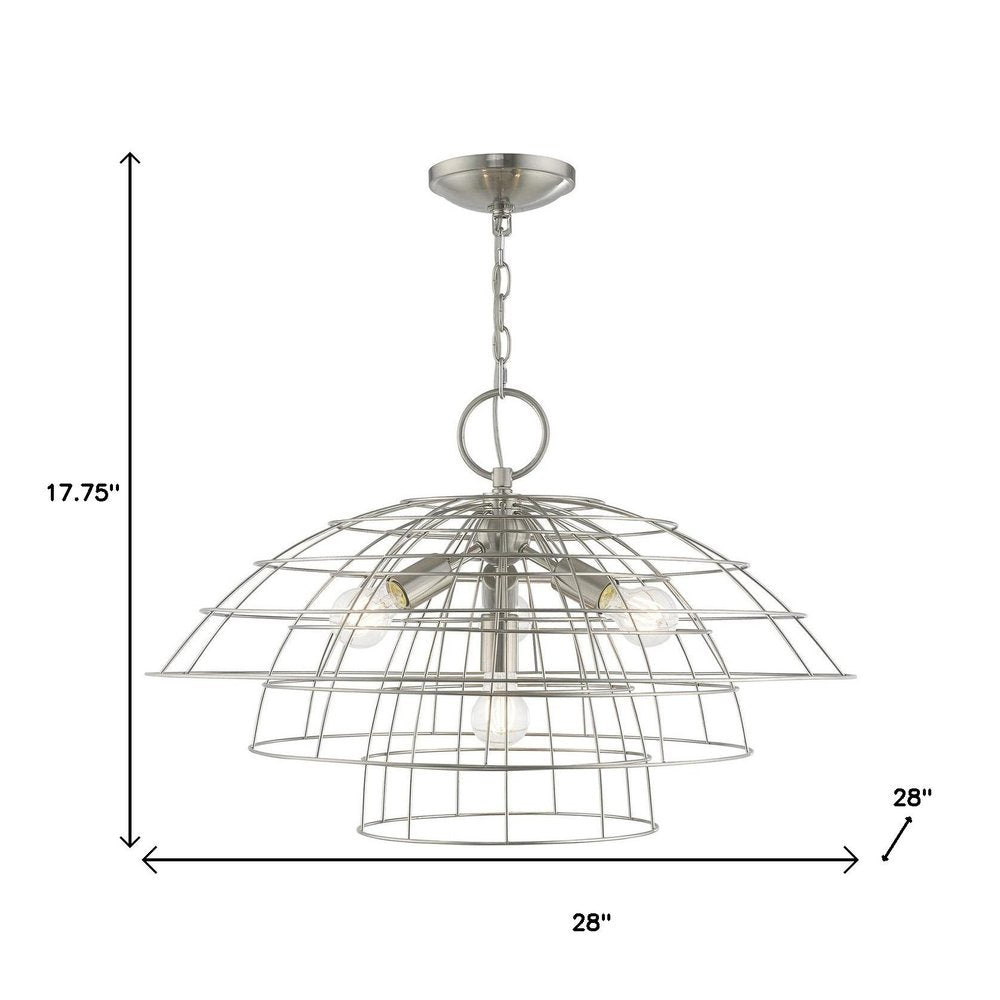 Nickel Four Light Metal Dimmable Chandelier With Shades HomeRoots