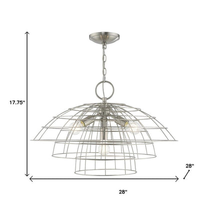 Nickel Four Light Metal Dimmable Chandelier With Shades HomeRoots