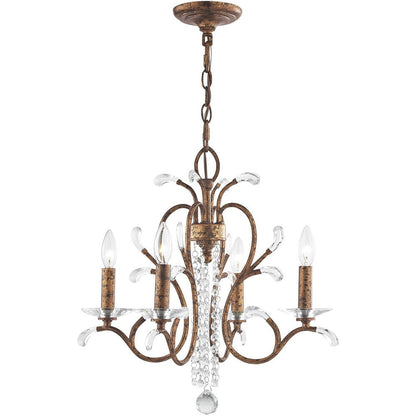 Bronze Four Light Metal Dimmable Chandelier With Shades HomeRoots