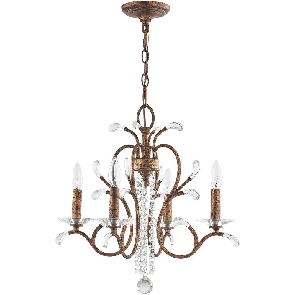 Bronze Four Light Metal Dimmable Chandelier With Shades HomeRoots
