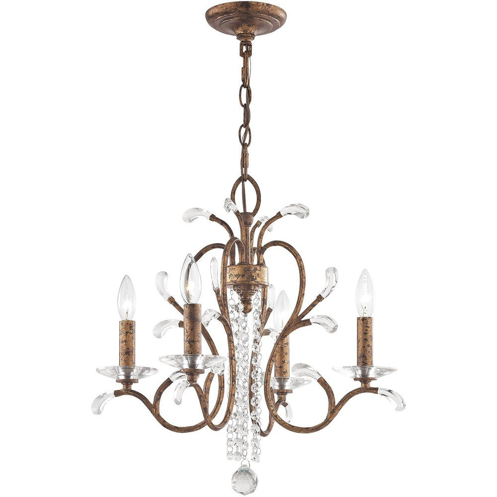 Bronze Four Light Metal Dimmable Chandelier With Shades HomeRoots